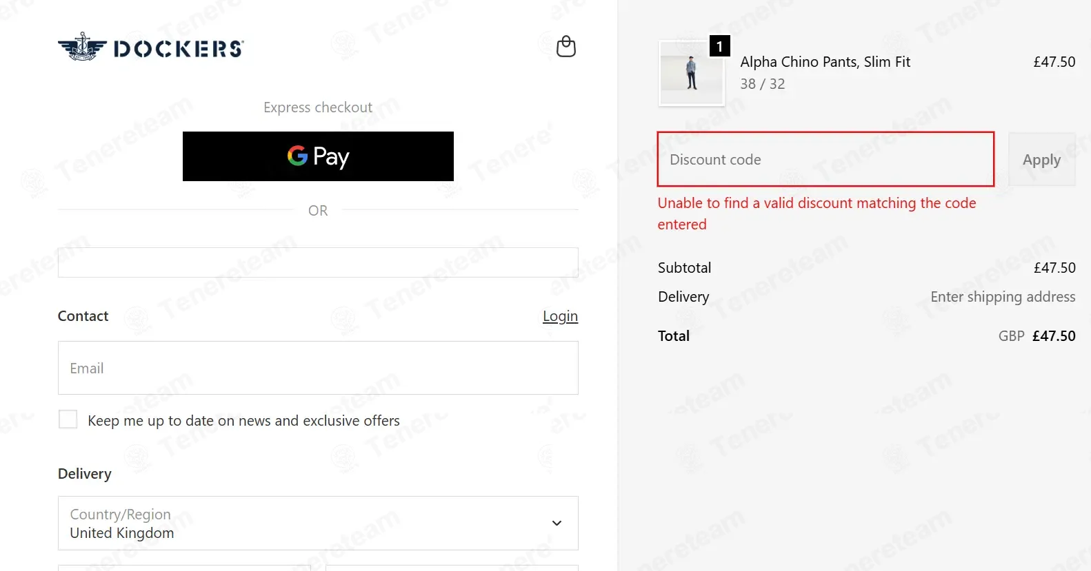 Dockers UK coupon code: 10% off with WELCOME-JN3G5X. Tested and valid as 2 months ago.