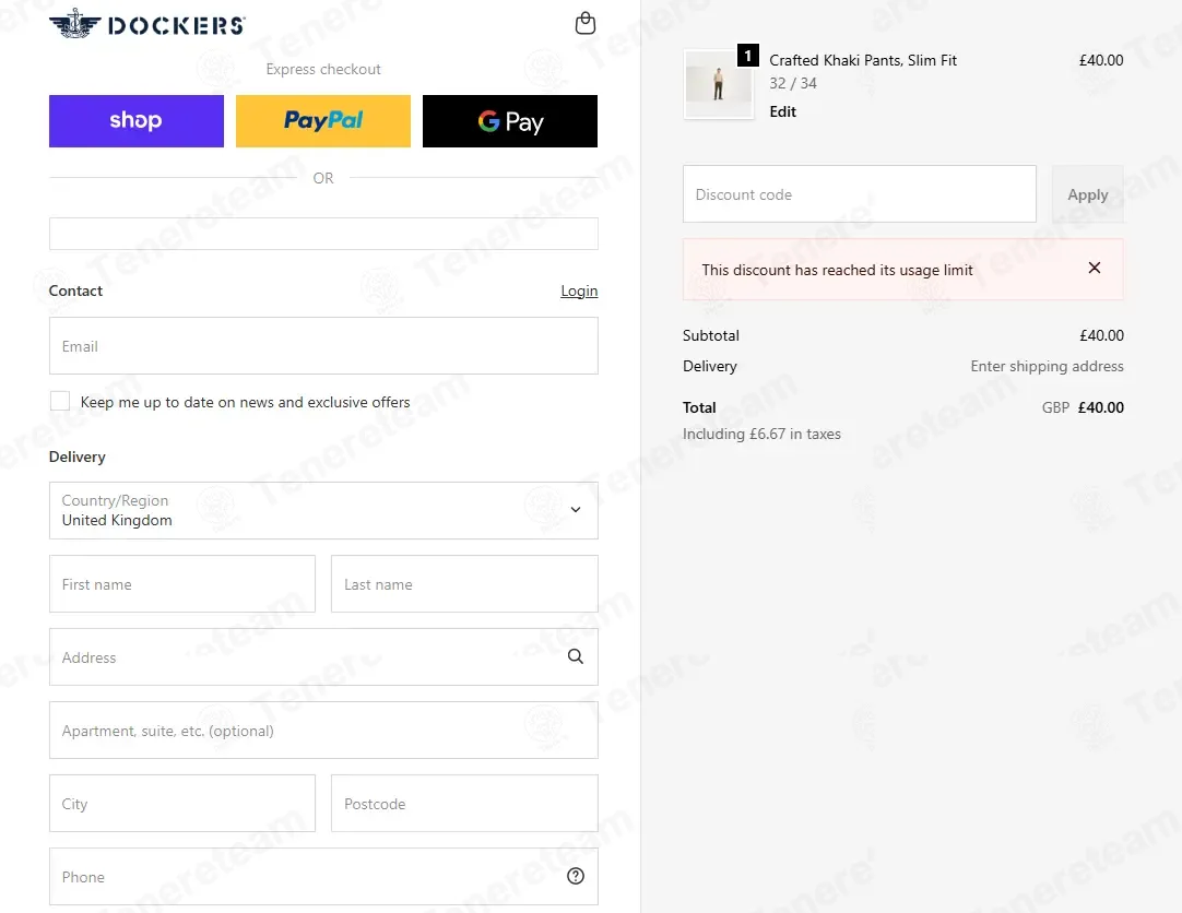 Dockers UK coupon code: 10% off with WELCOME-JN3G5X. Tested and valid as 2 months ago.