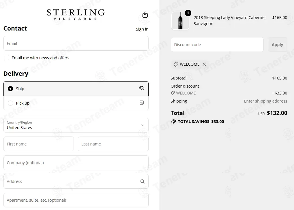 Sterling Vineyards coupon code: 20% off with WELCOME. Tested and valid as 1 month ago.