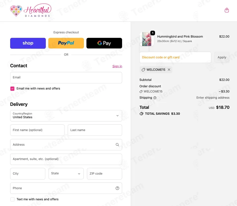 Heartful Diamonds coupon code: 15% off with WELCOME15. Tested and valid as 1 month ago.