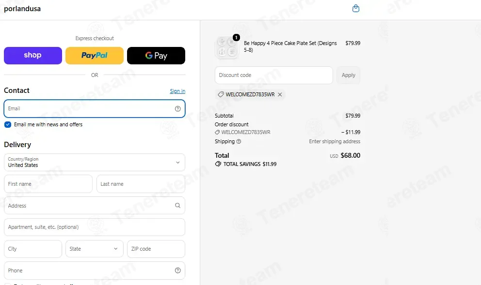 Porland Usa coupon code: 15% off with WELCOMEZD7835WR. Tested and valid as 1 week ago.