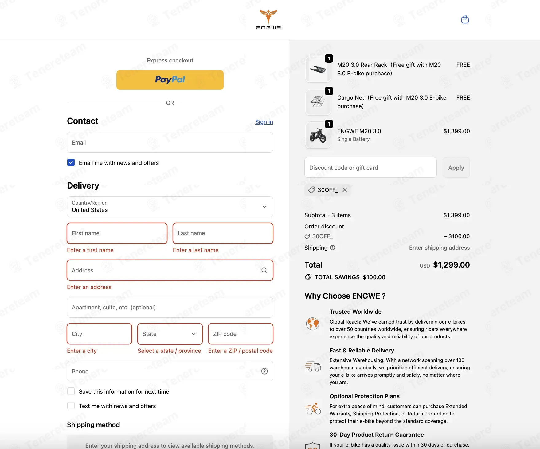 Engwe coupon code - tested and valid (4 months ago)