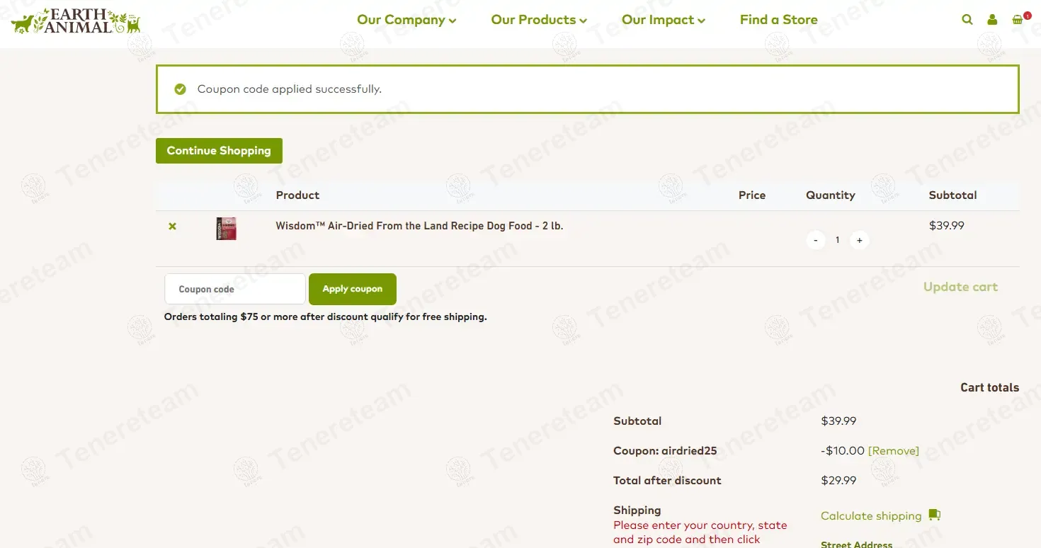 Earth Animal coupon code: 25% off with AIRDRIED25. Tested and valid as 1 year ago.