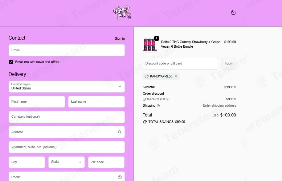 Kandy Girl coupon code: 50% off with KANDYGIRL50. Tested and valid as 2 months ago.
