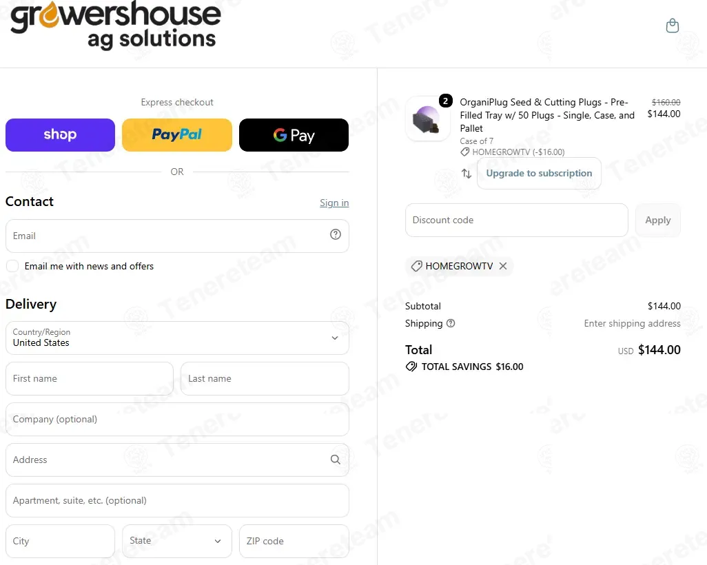 Growers House coupon code: 10% off with HOMEGROWTV. Tested and valid as 1 week ago.