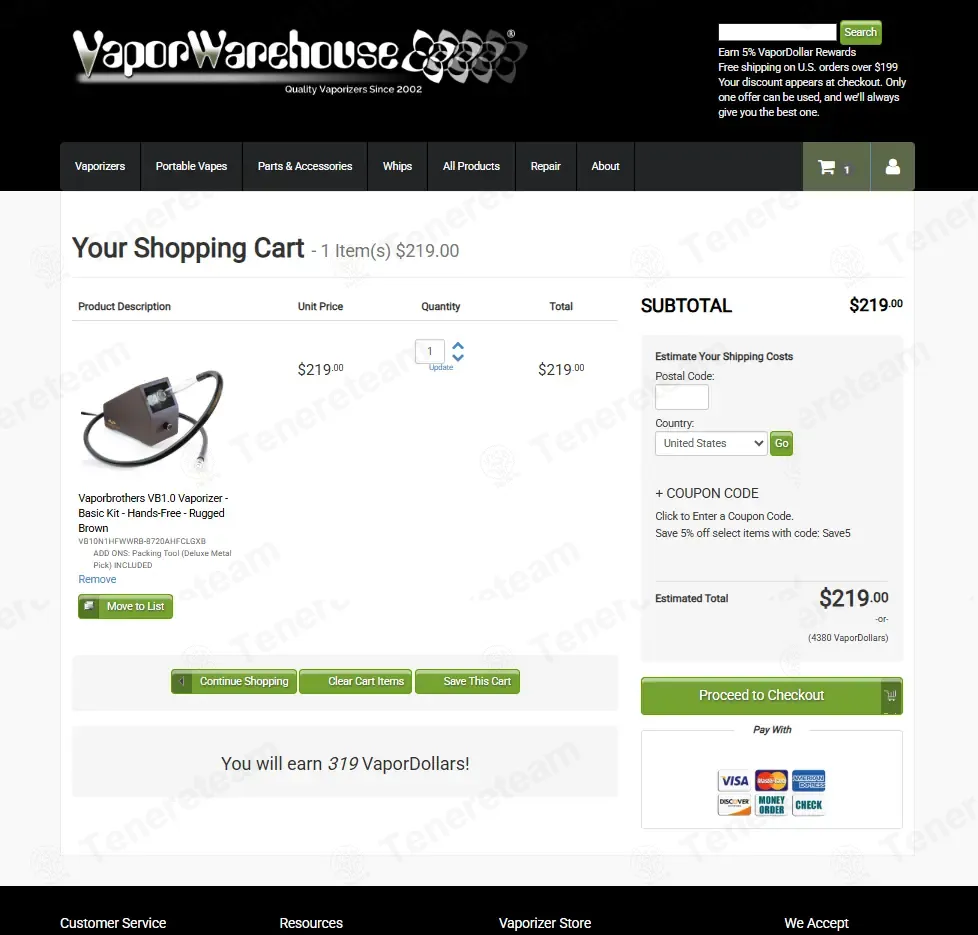 Vapor Warehouse coupon code: 5% off with SAVE5. Tested and valid as 8 months ago.