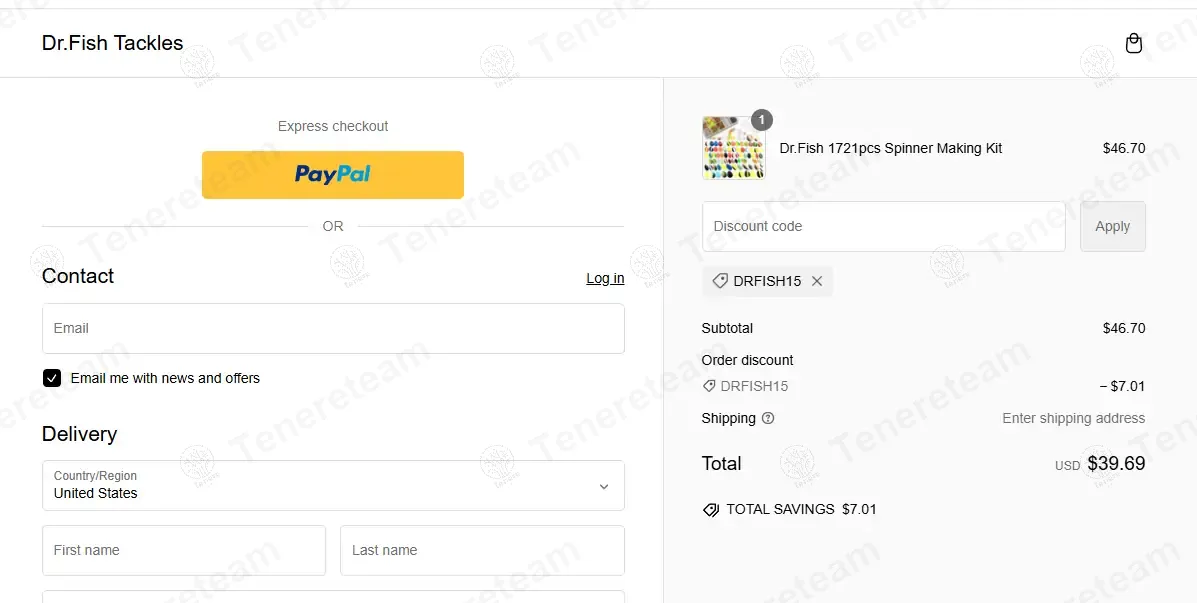 Dr.Fish Tackles coupon code: 15% off with DRFISH. Tested and valid as 1 week ago.