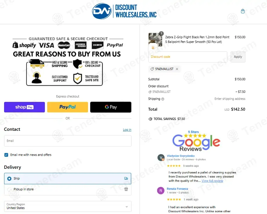 Discount Wholesalers Inc. coupon code: 5% off with 5%EMAILLIST. Tested and valid as 1 year ago.