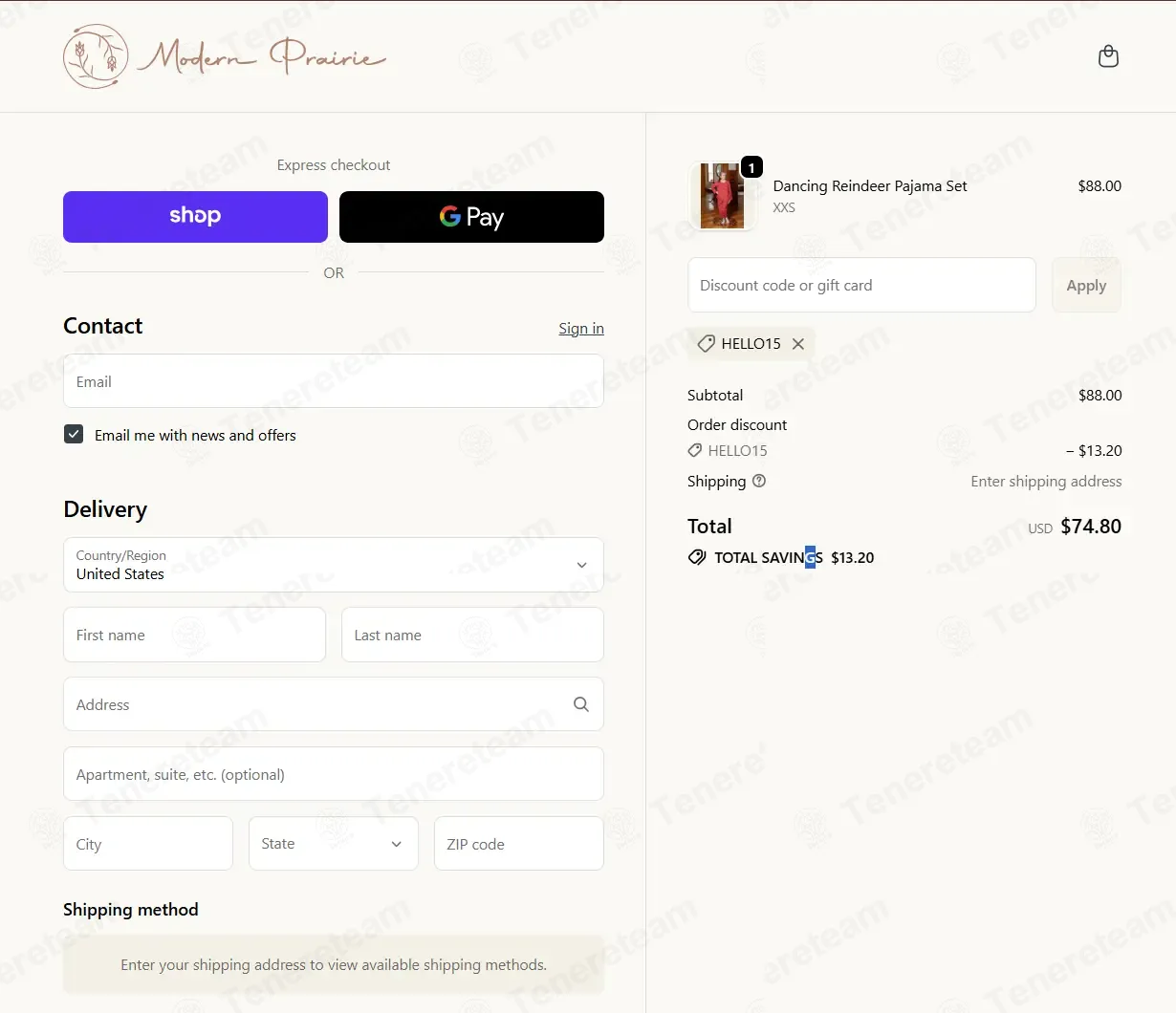 Modern Prairie coupon code: 15% off with HELLO15. Tested and valid as 5 days ago.