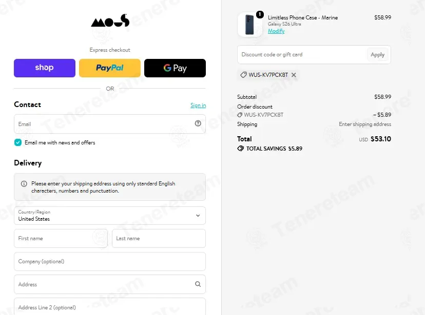 Mous coupon code: 10% off with WUS-KV7PCK8T. Tested and valid as 1 week ago.