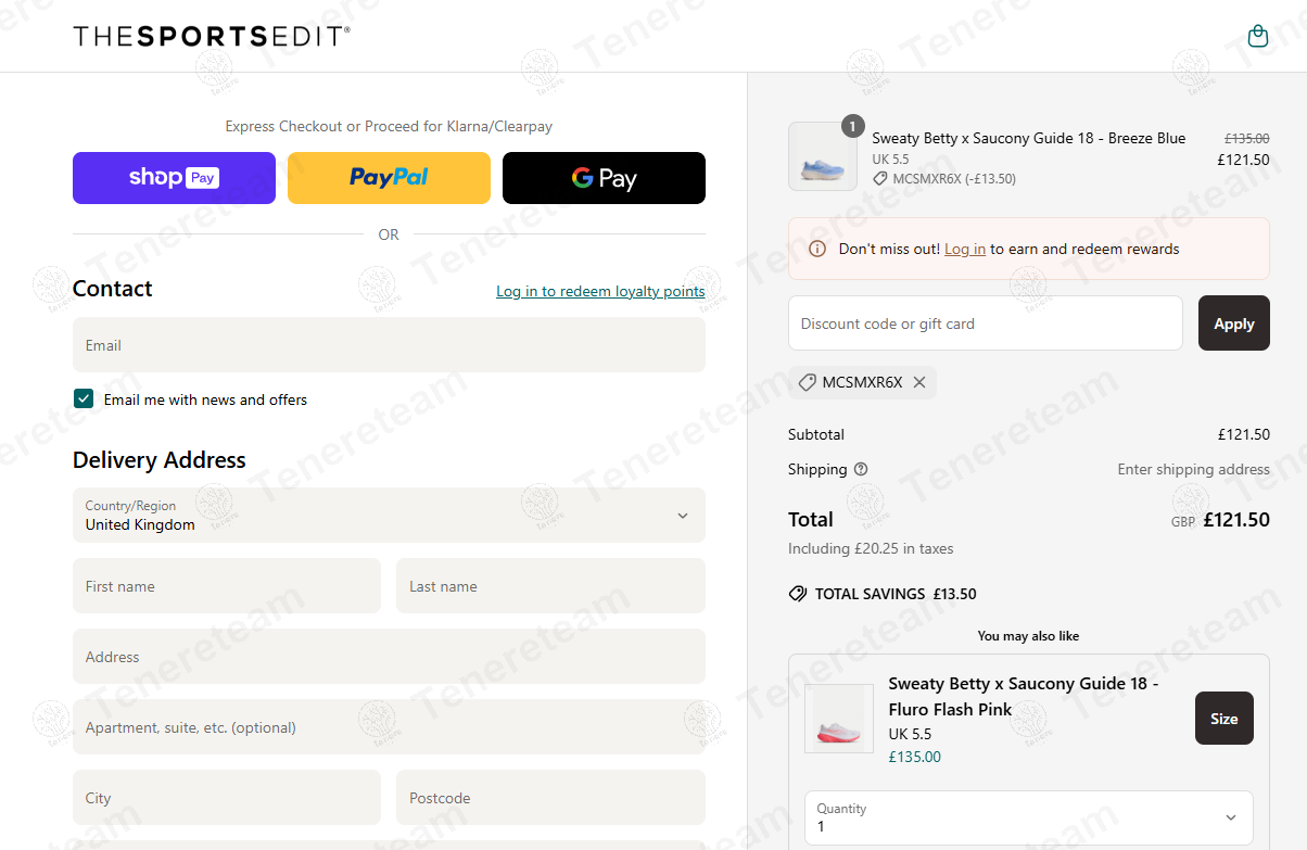 The Sports Edit coupon code: 10% off with MCSMXR6X. Tested and valid as 1 year ago.