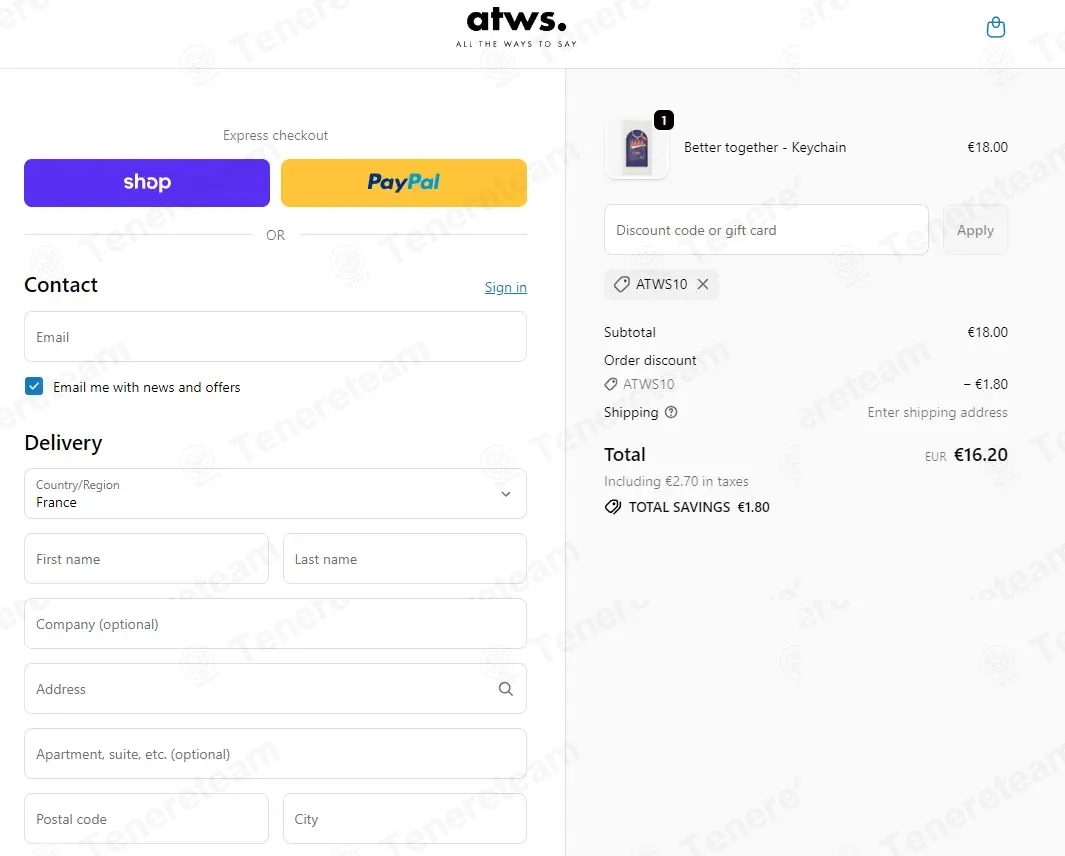 ALL THE WAYS TO SAY coupon code: 10% off with ATWS10. Tested and valid as 2 months ago.