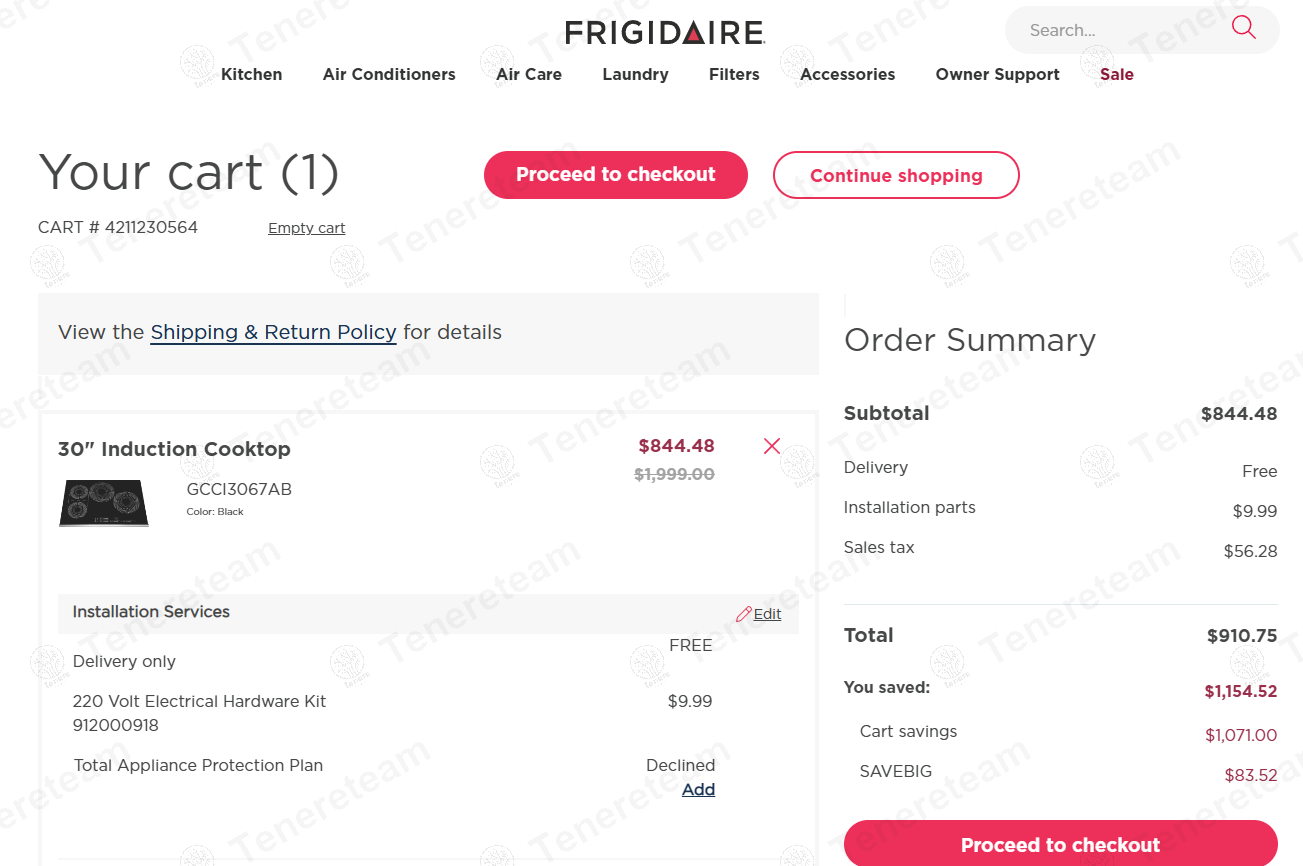 Frigidaire apply coupon code