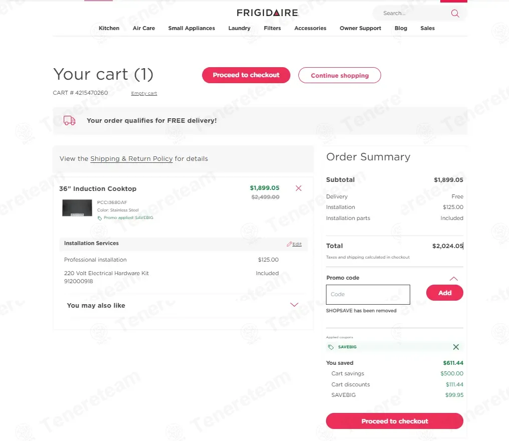 Frigidaire coupon code: 10% off with SAVEBIG. Tested and valid as 4 months ago.