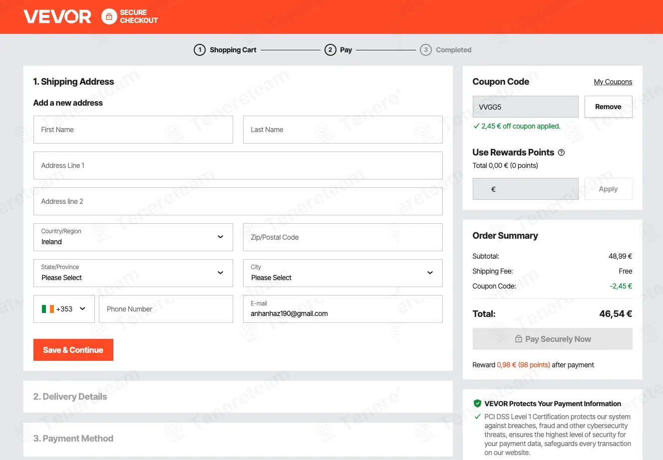 Vevor EU coupon code verified as working at checkout