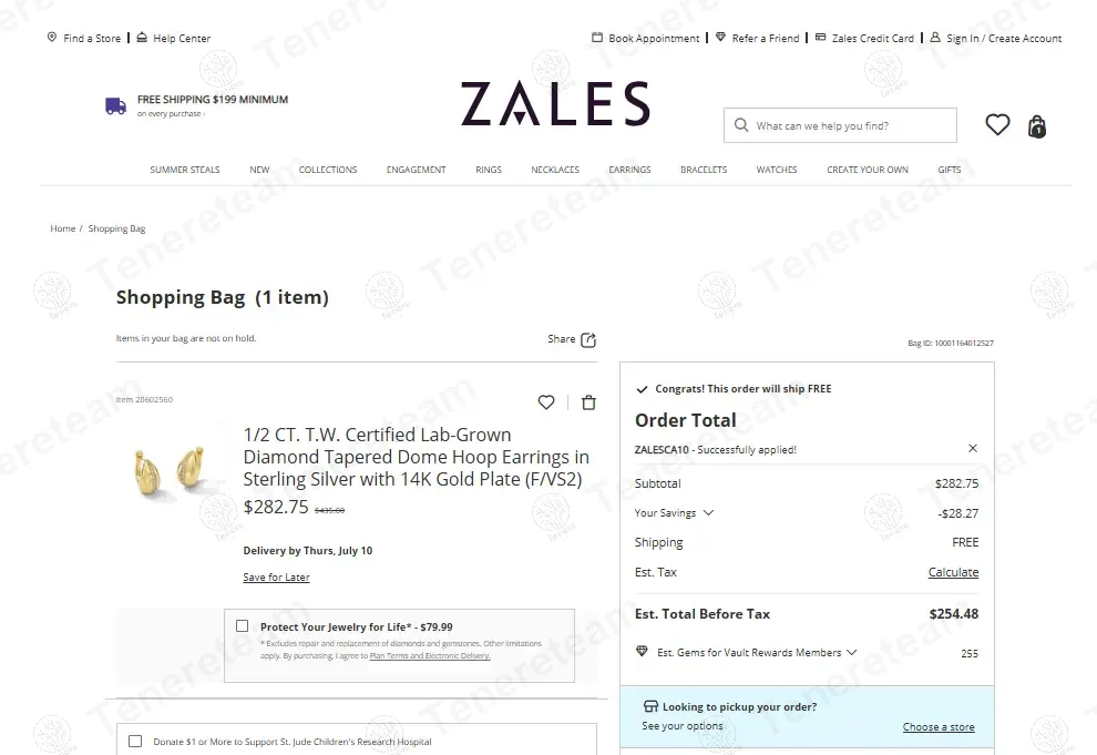 Zales coupon code: 10% off with ZALESCA10. Tested and valid as 5 months ago.