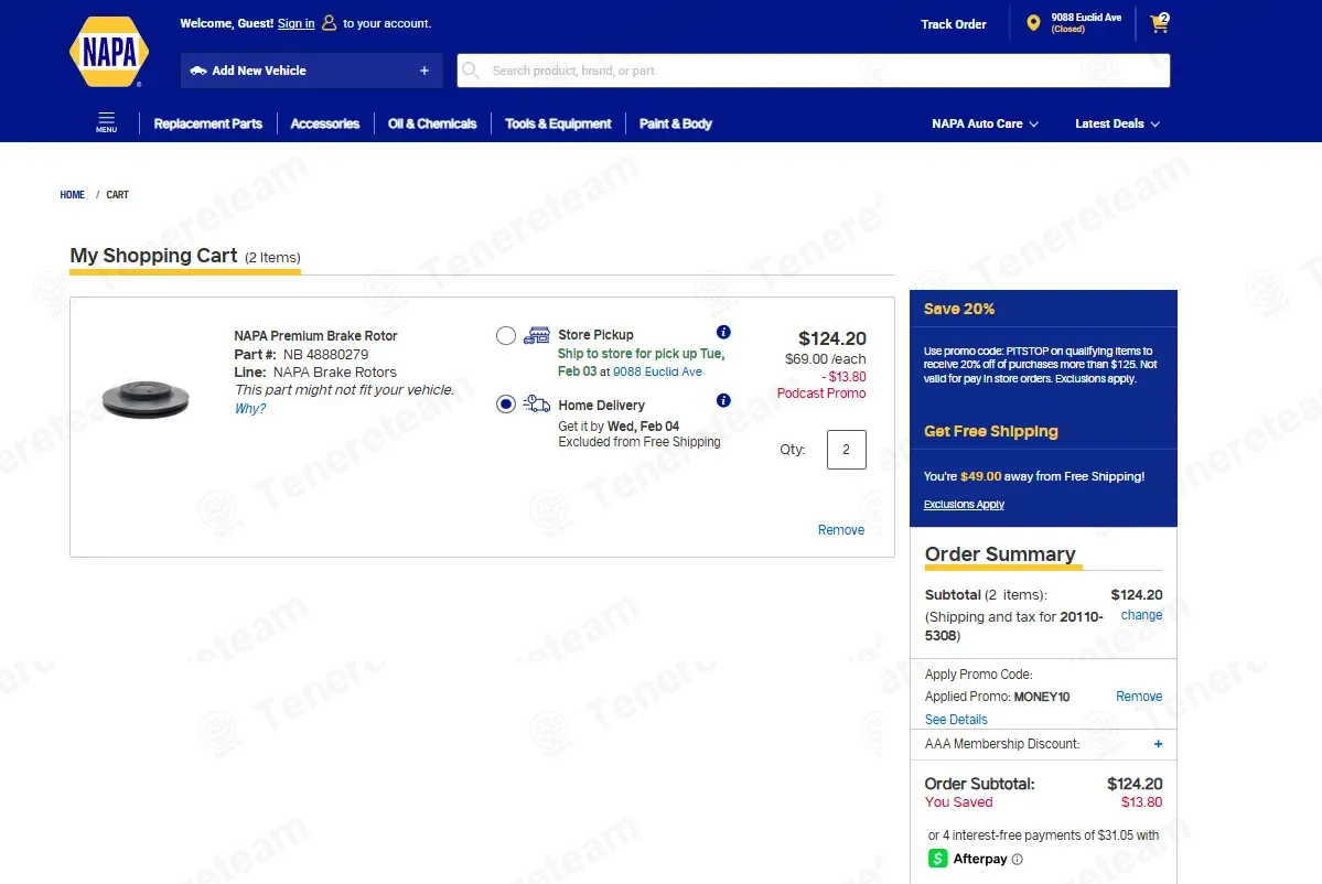 NAPA Auto Parts coupon code: 10% off with MONEY10. Tested and valid as 2 months ago.