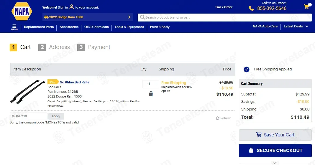 NAPA Auto Parts coupon code: 10% off with MONEY10. Tested and valid as 2 months ago.
