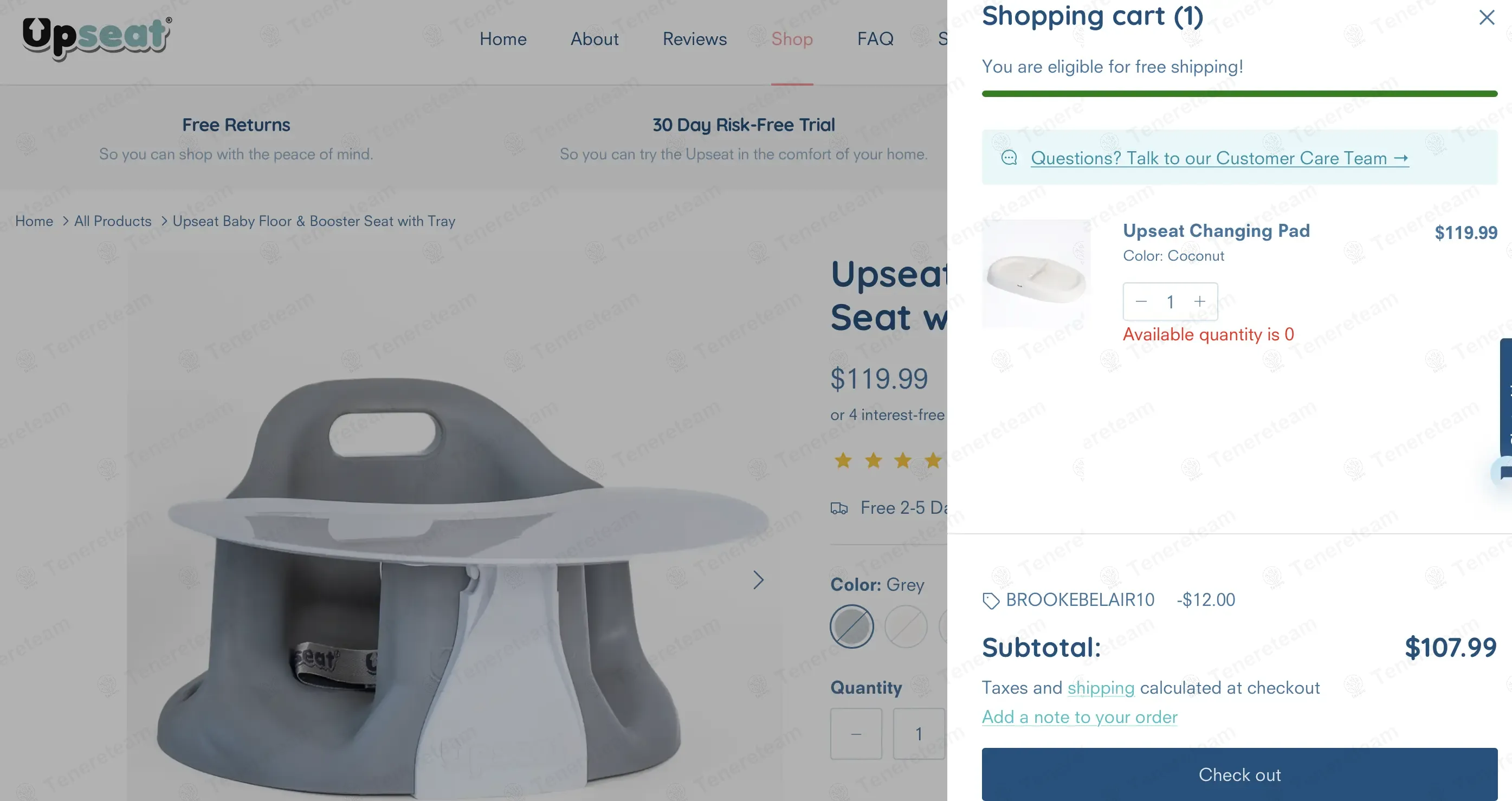 The Upseat coupon code: 10% off with BROOKEBELAIR10. Tested and valid as 11 months ago.