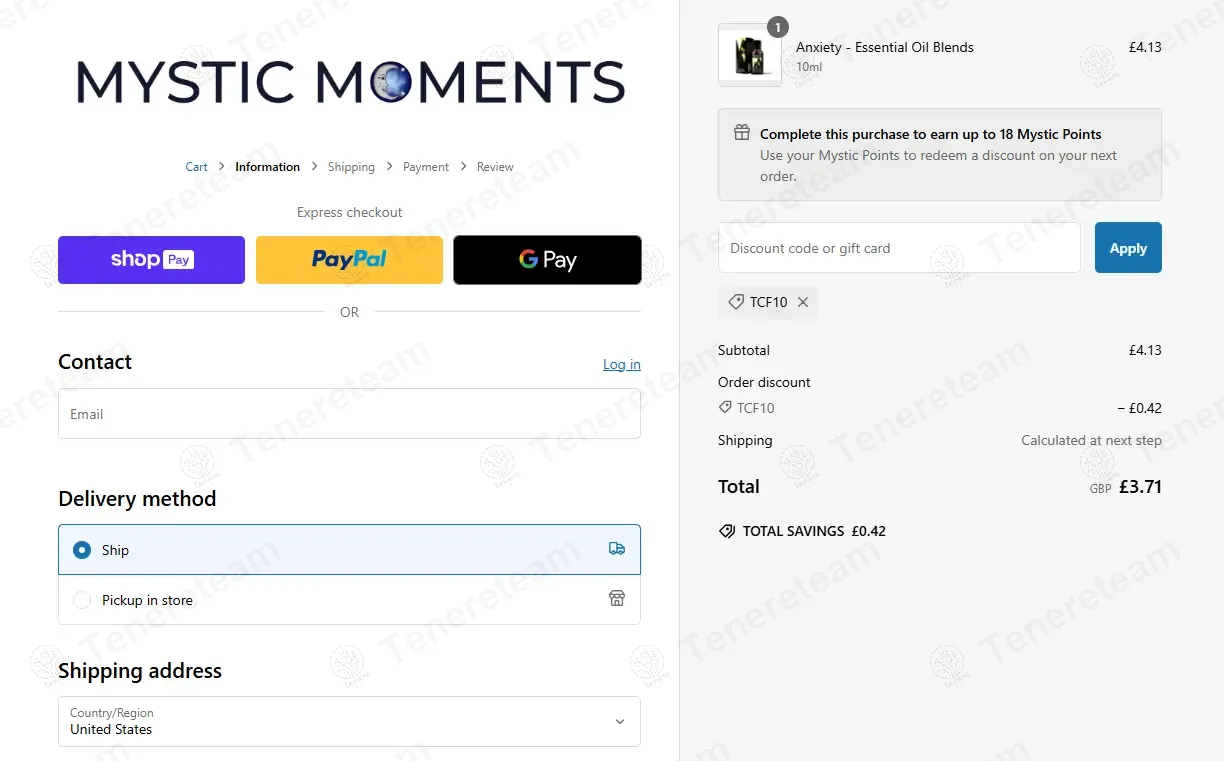 Mystic Moments apply coupon code