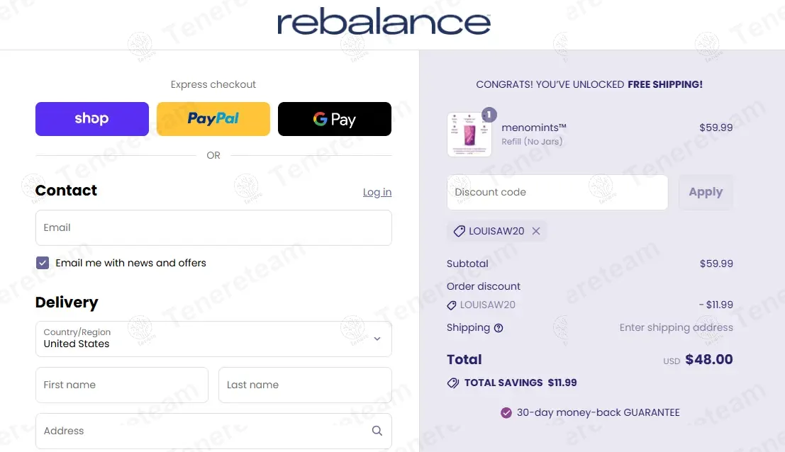 Rebalance Health coupon code: 20% off with LOUISAW20. Tested and valid as 11 months ago.