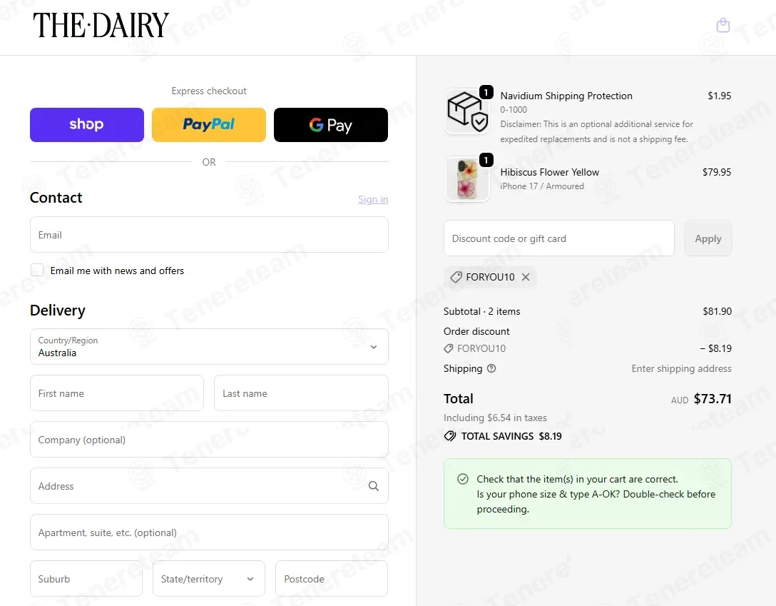 The Dairy apply coupon code