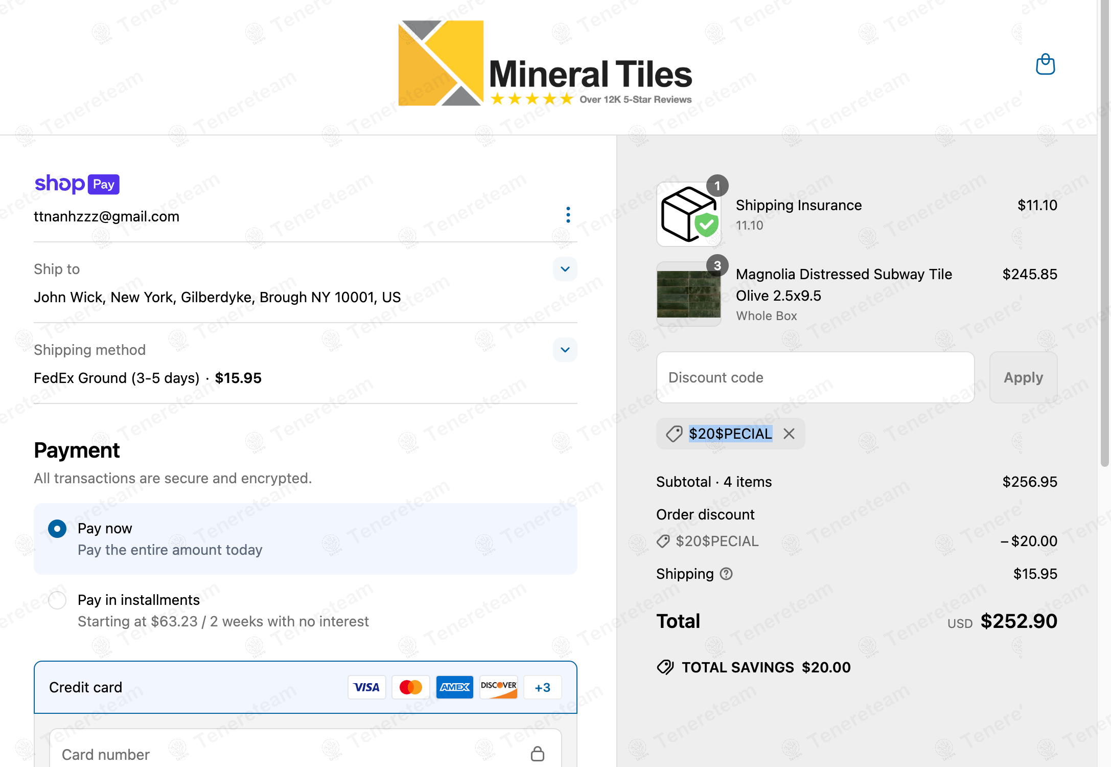Mineral Tiles apply coupon code