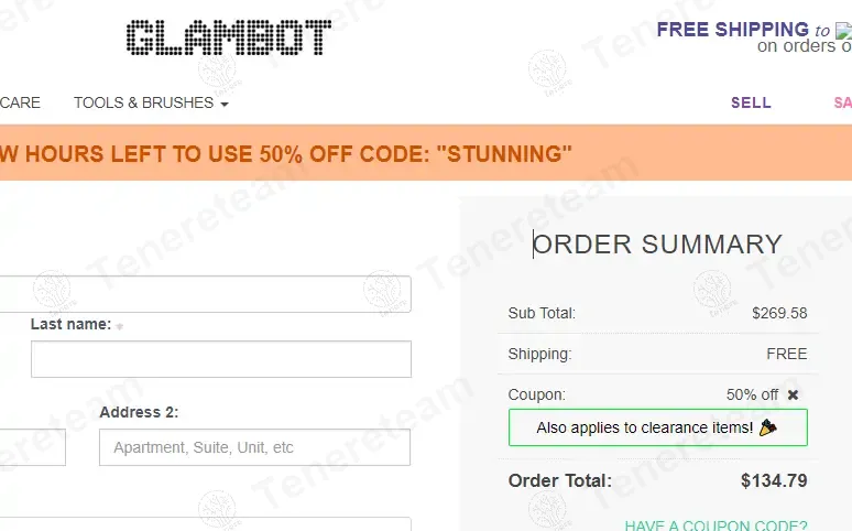Glambot apply coupon code