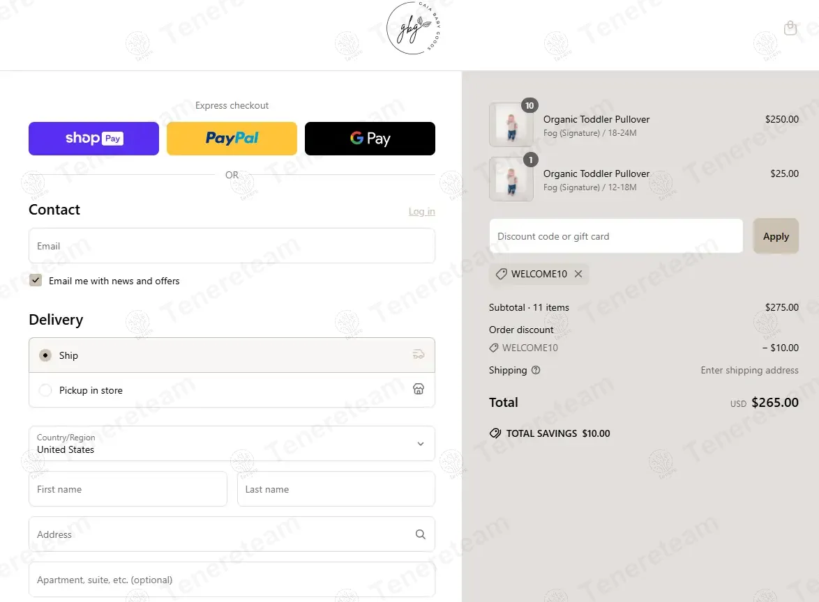 Gaia Baby Goods coupon code: $10 off with WELCOME10. Tested and valid as 1 year ago.