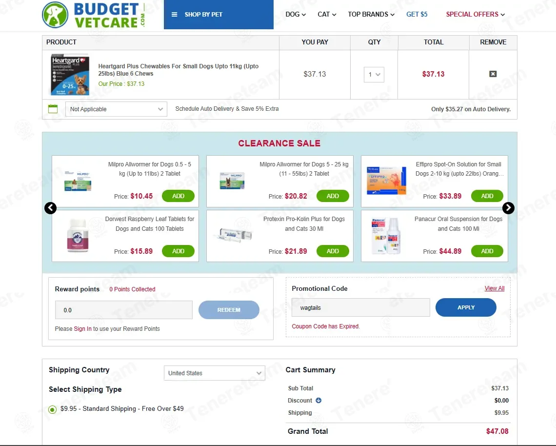 BudgetVetCare coupon code: 25% off with wagtails. Tested and valid as 2 months ago.