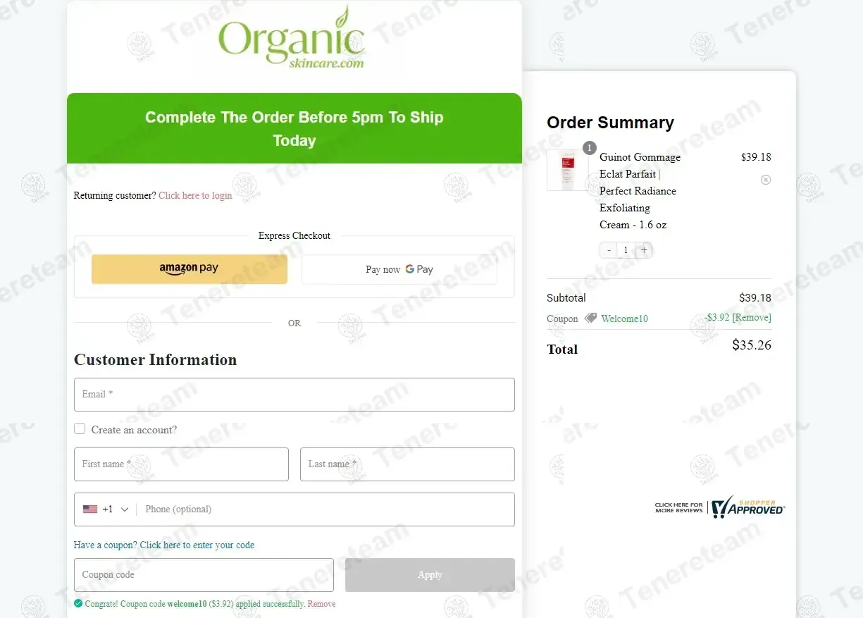 Organic Skin Care coupon code: 10% off with welcome10. Tested and valid as 4 days ago.