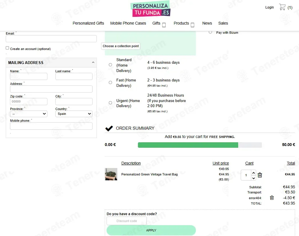 Personalizatufunda ES coupon code: 10% off with ERROR404. Tested and valid as 10 months ago.
